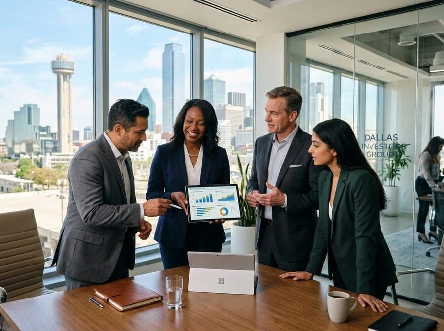 A family and their advisers in conversation
